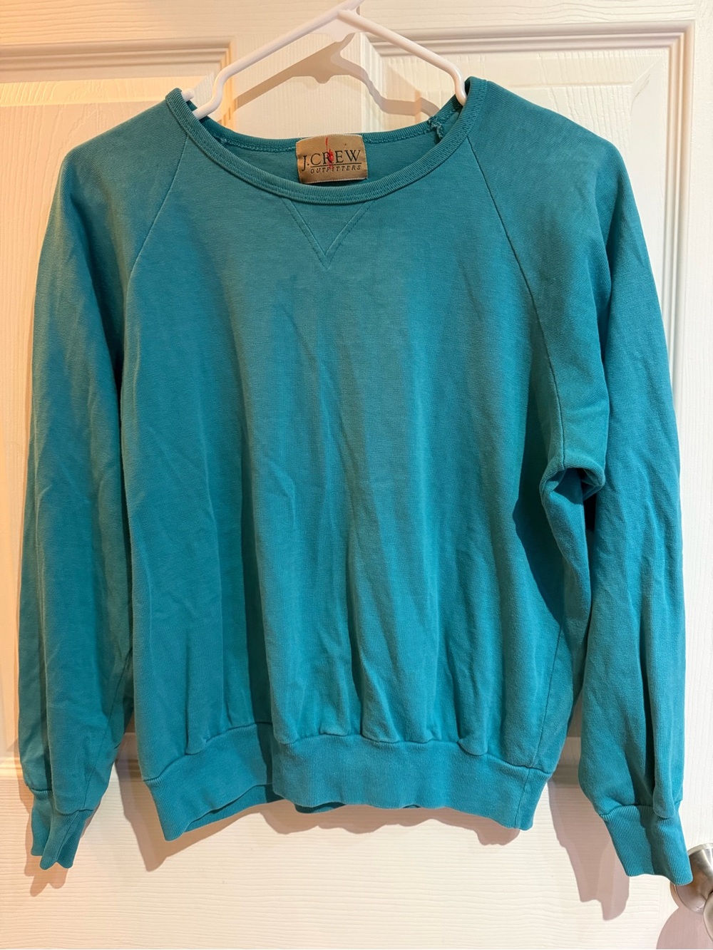 VINTAGE 80s/90s Teal J.Crew Outfitters Blank Crewneck Sweatshirt